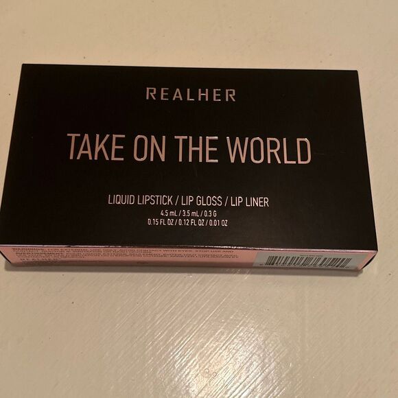 Real Her Take On The World 3PC Gift Set Nude Brown Lip Kit Liner Gloss Lipstick - Picture 1 of 7